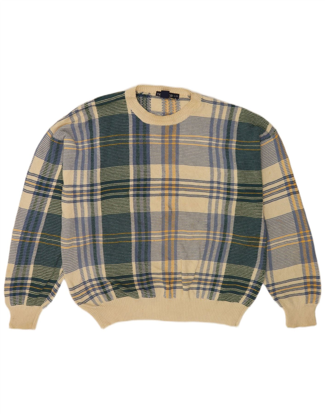Maglione da uomo Nautica, vestibilità ampia, girocollo, a quadri grandi, multicolore