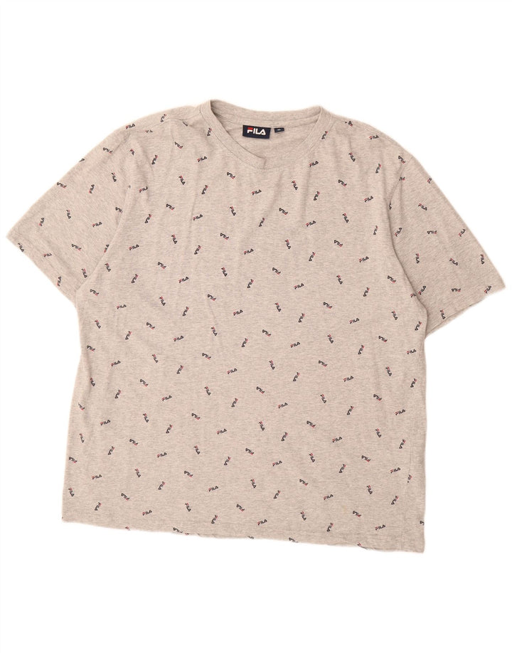 T-shirt grafica da uomo Fila Top XL in cotone chiazzato grigio