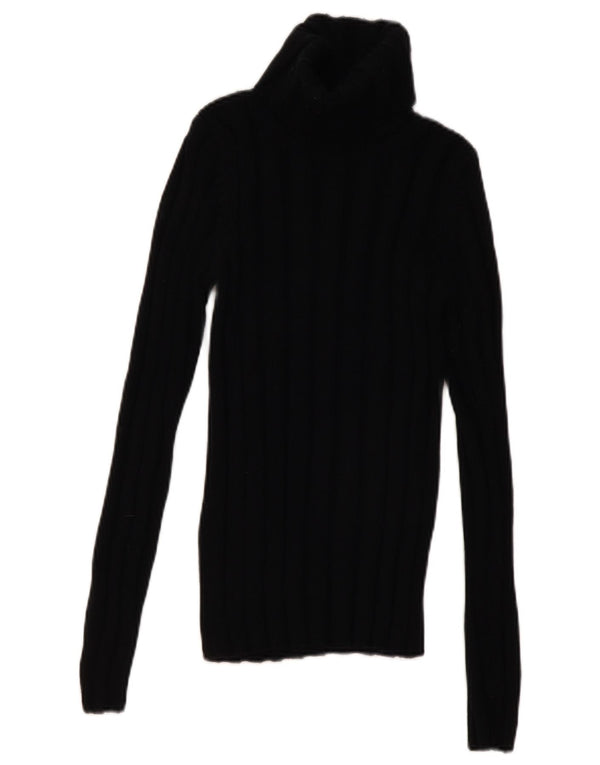 Maglione maglione a collo alto da donna Hugo Boss UK 8 piccolo in lana nera
