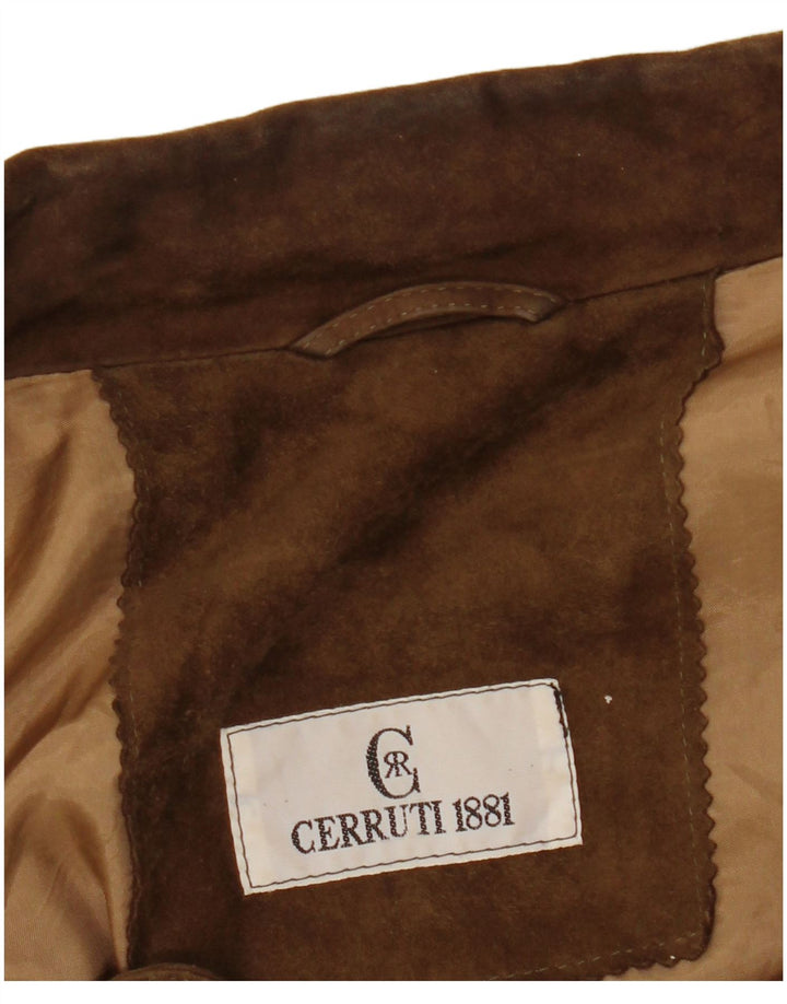 Giacca in pelle scamosciata da uomo CERRUTI 1881 UK 40 grande marrone