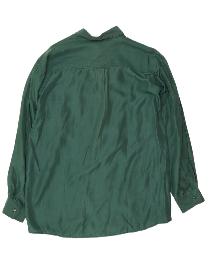 Camicia vintage da uomo grande in seta verde