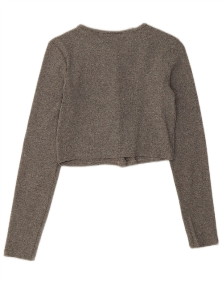 Top corto da donna Zara UK 8 piccolo in cotone chiazzato grigio