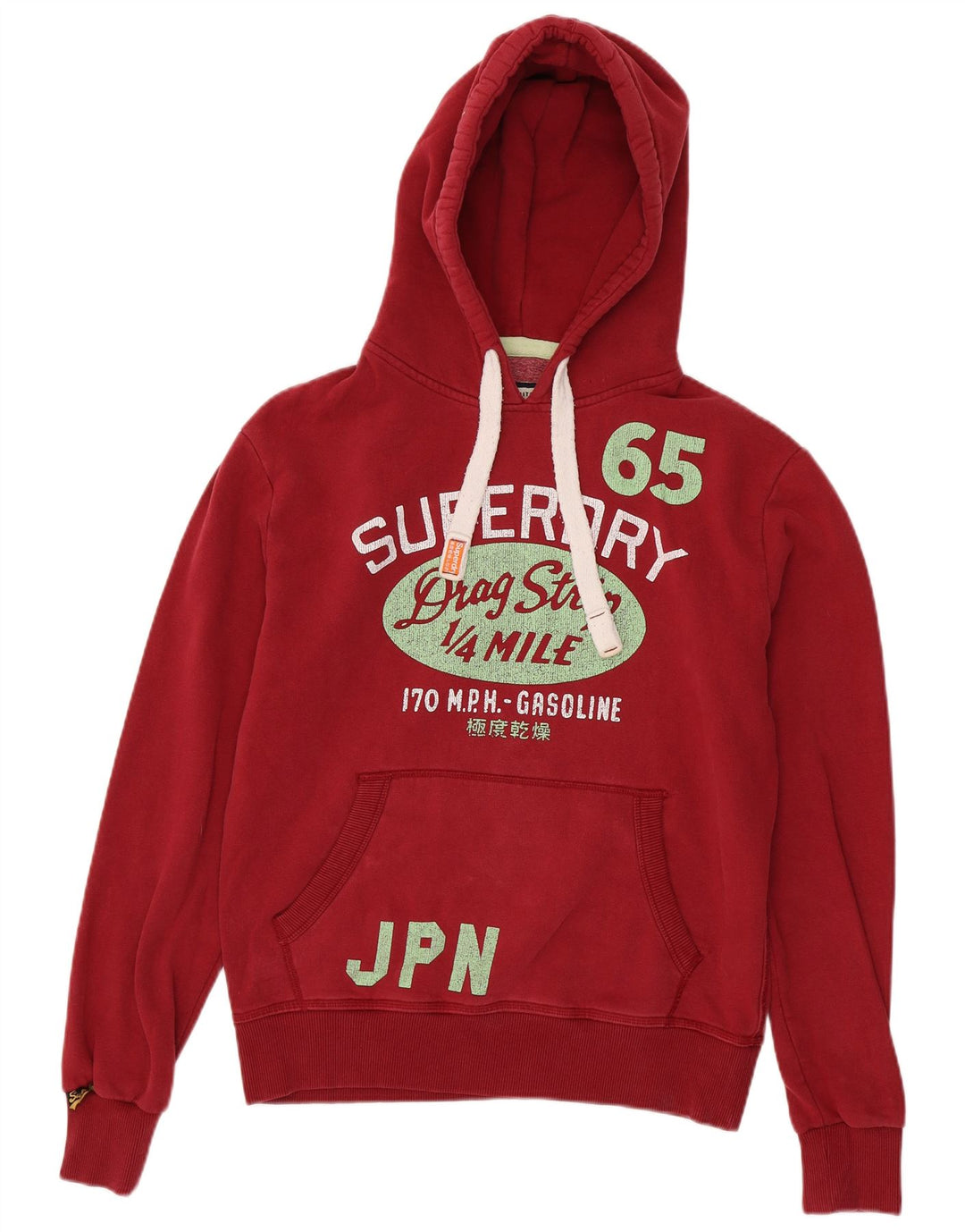 Maglione con cappuccio grafico da uomo Superdry in cotone rosso medio