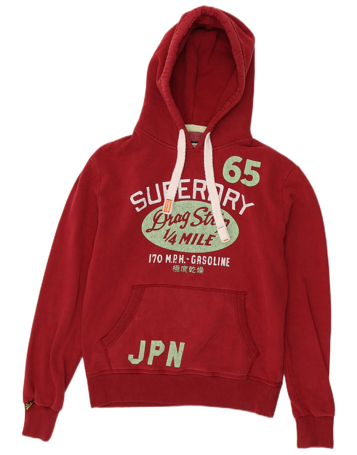 Maglione con cappuccio grafico da uomo Superdry in cotone rosso medio