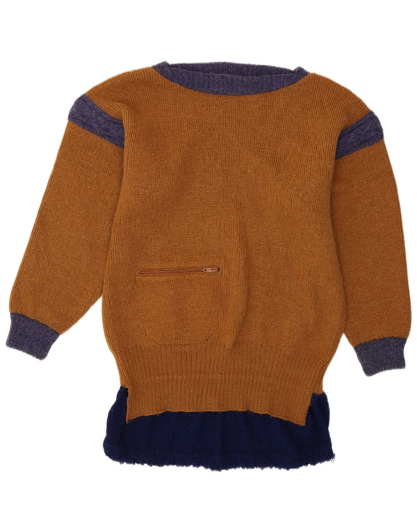 Maglione maglione con scollo a barca da donna Niki Line UK 12 Blocco colore marrone medio