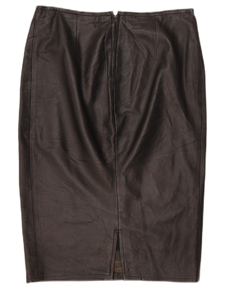 Gonna in pelle vintage da donna W32 grande nera