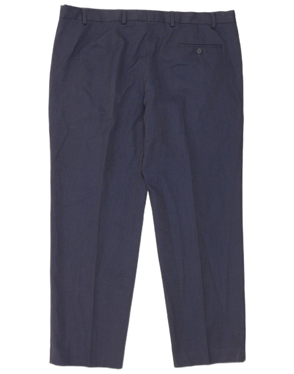 Pantaloni da abito vestibilità regolare Marks & Spencer da uomo W40 L29 poliestere blu navy