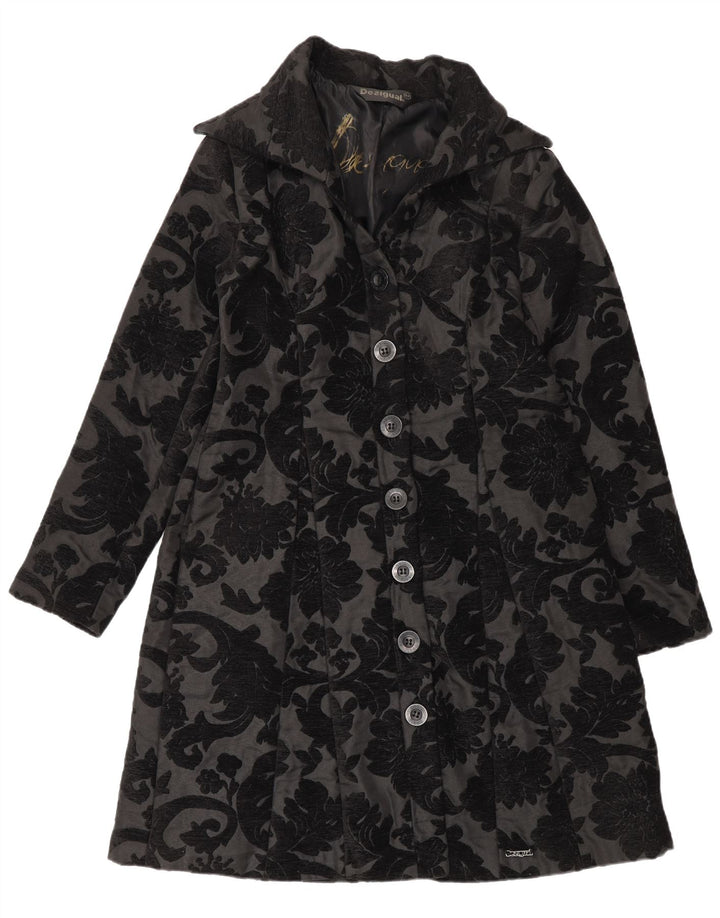 Desigual Cappotto da donna vestibilità regolare EU 42 Large Nero Floreale Moderno