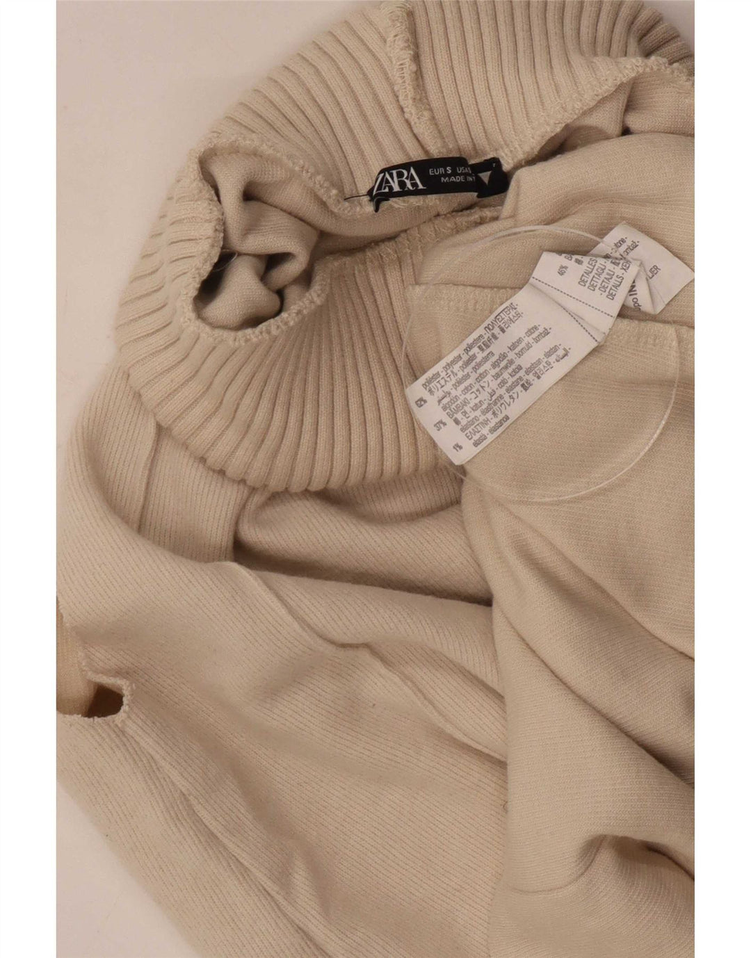 Canotta Zara da donna con collo alto UK 10 piccola in poliestere beige