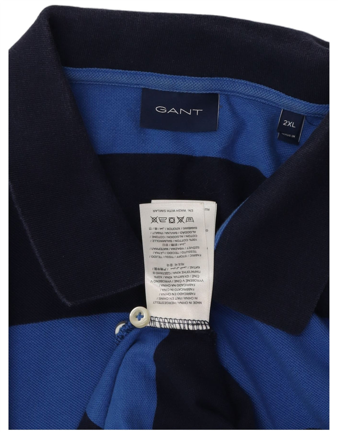 Polo da uomo Gant 2XL in cotone a righe blu