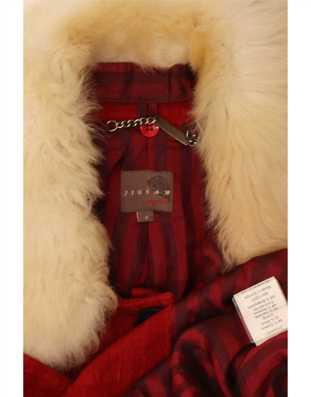 Soprabito da donna Jigsaw UK 8 piccolo cotone a quadri rossi