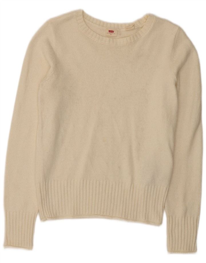 Maglione maglione con scollo a barca da donna Levi's UK 12 poliammide medio bianco sporco