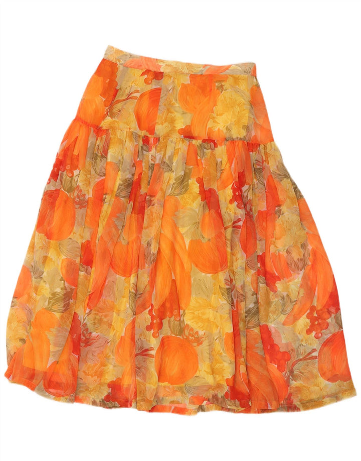 Gonna a trapezio da donna vintage W30 floreale arancione medio