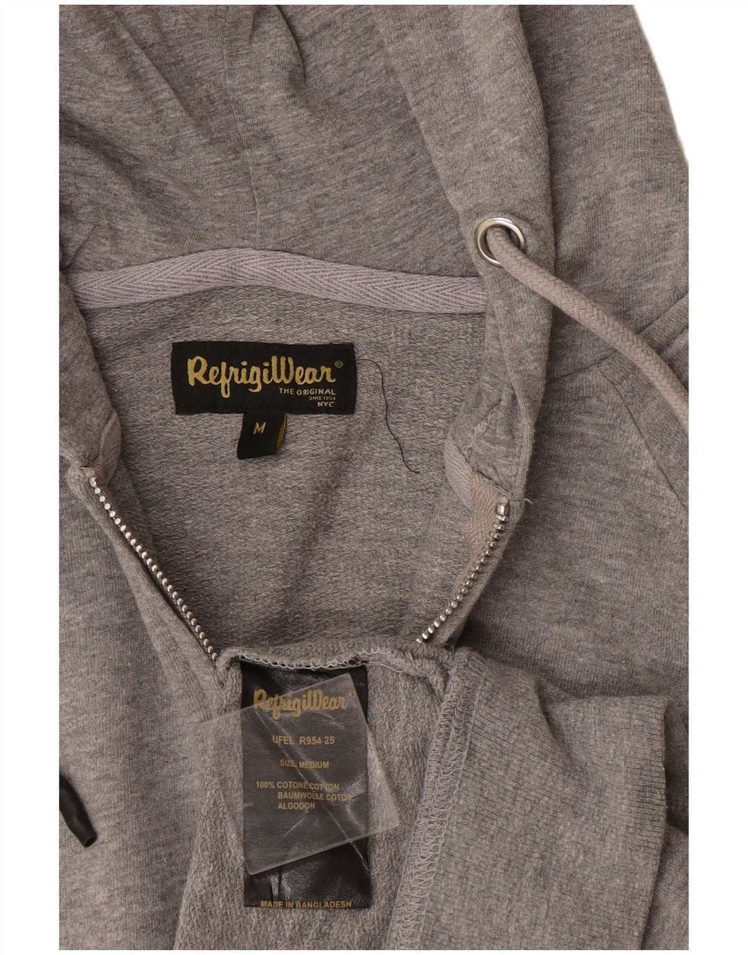 Maglione con cappuccio e zip da donna Refrigiwear UK 14 Cotone grigio medio