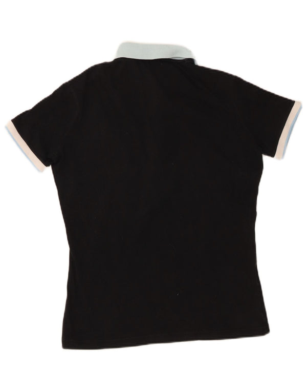 Polo da donna Fred Perry UK 14 grande in cotone color block nero