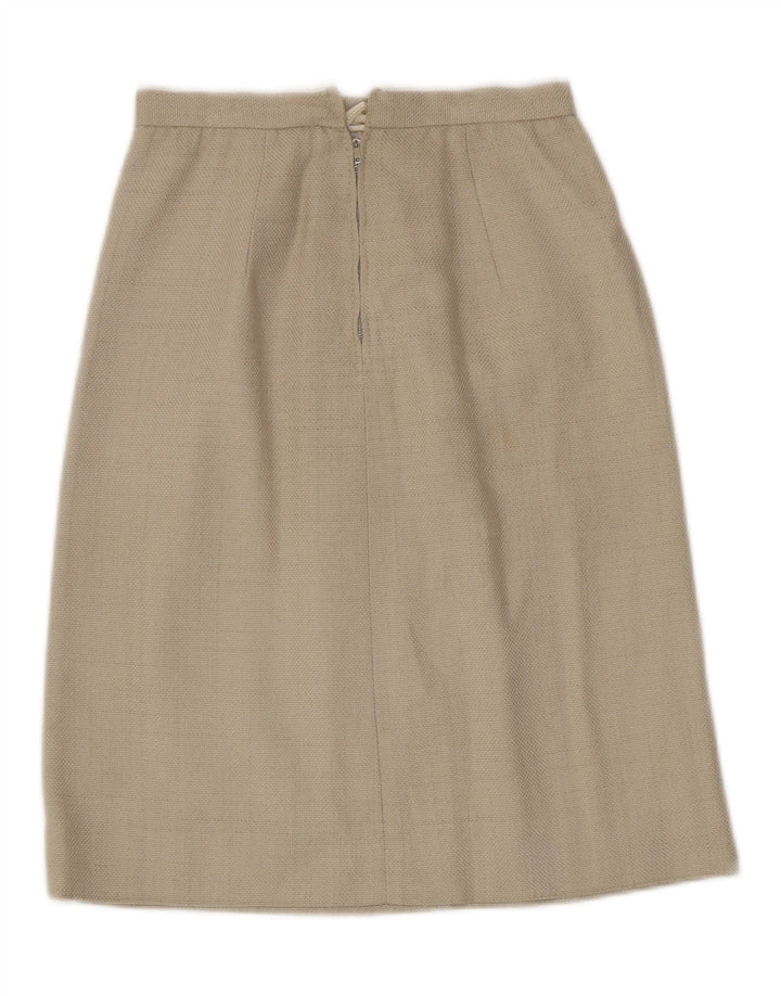VINTAGE Womens 5 Button 2 Piece Skirt Set UK 10 Small W24 Beige