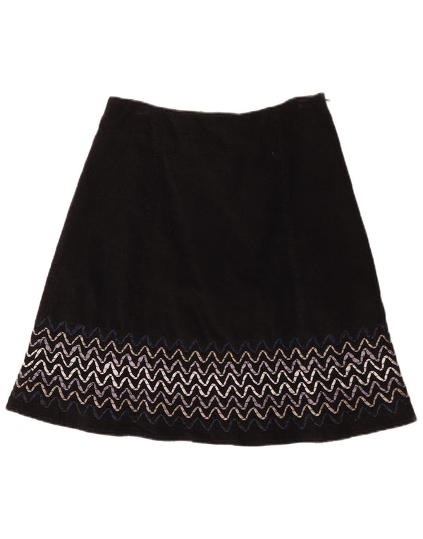 Gonna in velluto a coste da donna Boden UK 10 piccola W28 Chevron nero