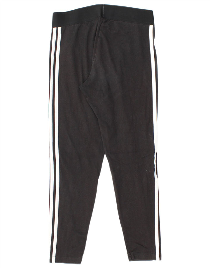 ADIDAS Womens Leggings UK 12/14 Medium  Black Cotton