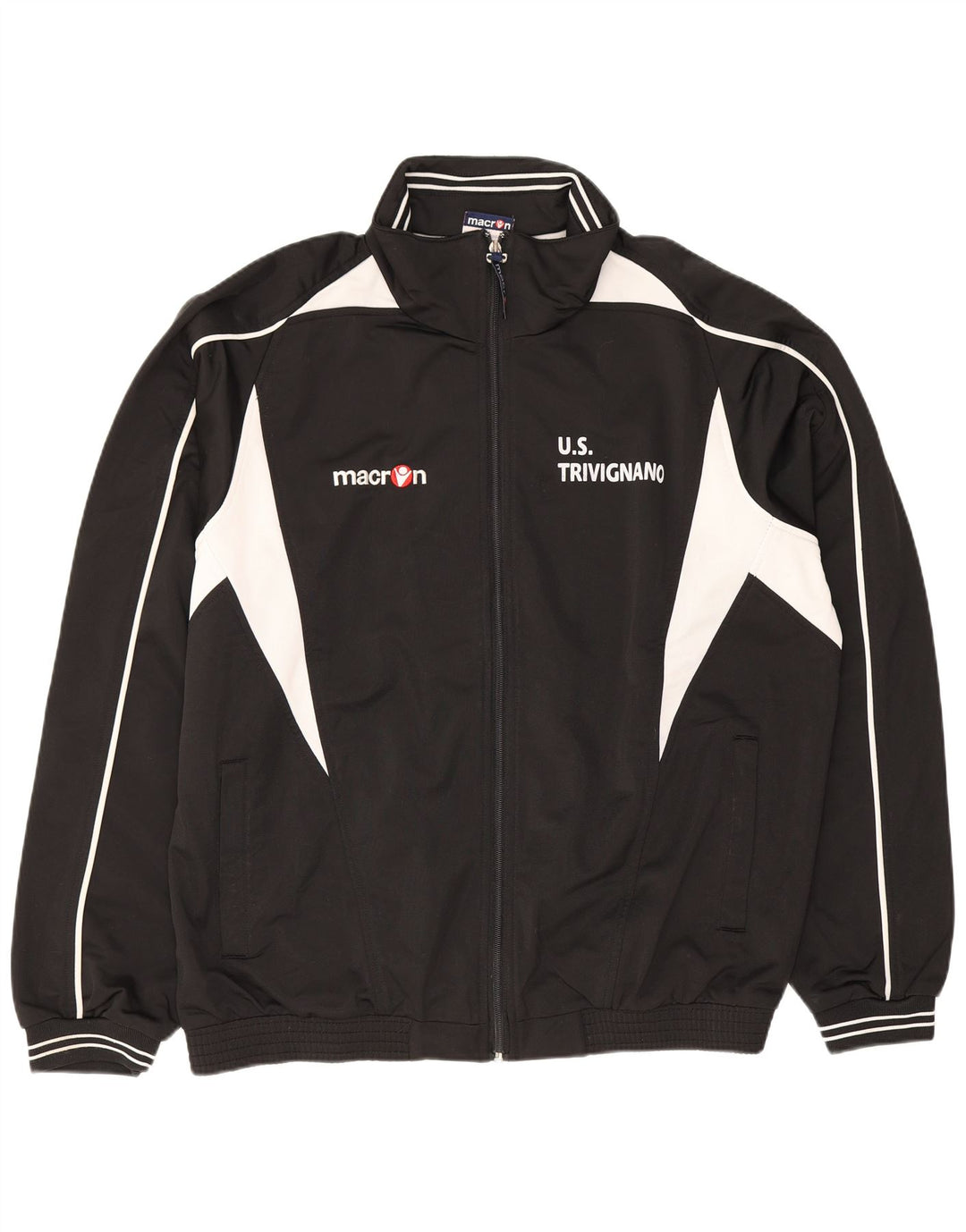 Giacca da ginnastica grafica da uomo Macron, grande, in poliestere color block nero