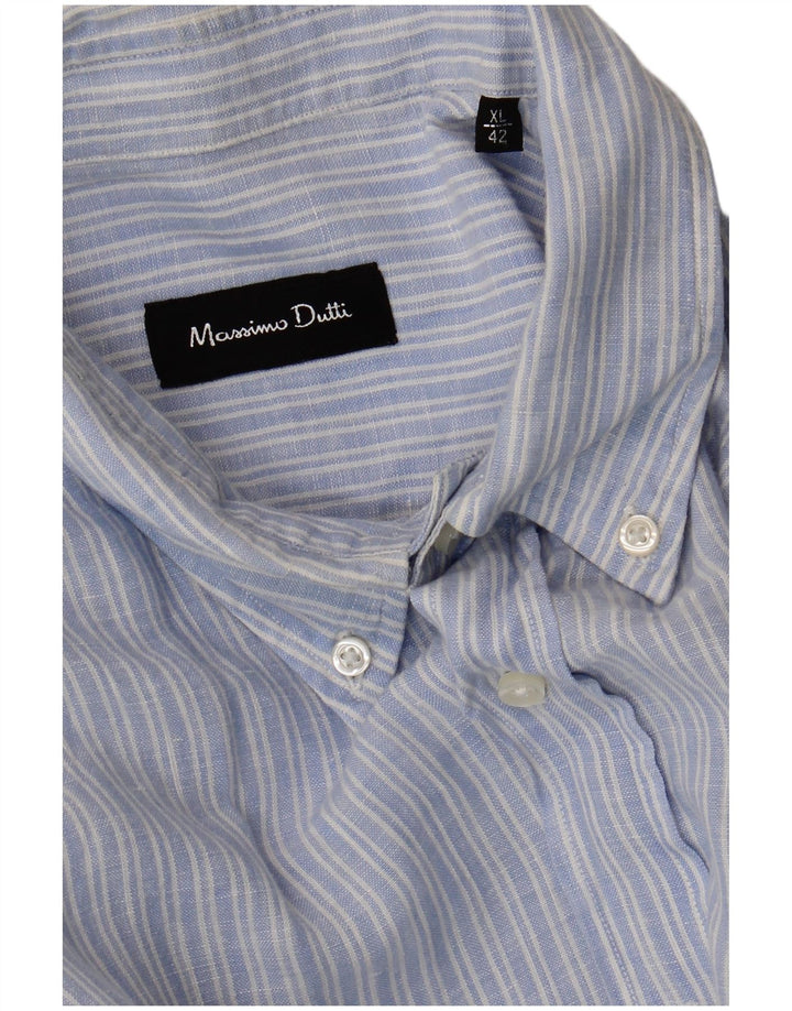 Camicia Uomo Massimo Dutti XL Gessato Blu