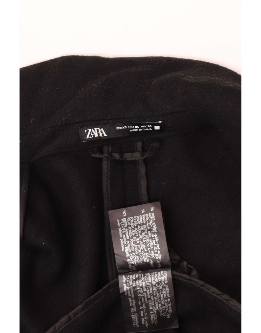 Zara Cappotto da uomo UK 34 XS Nero Poliestere