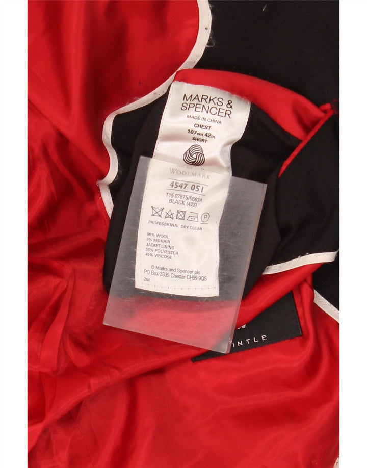 Giacca blazer a 1 bottone da uomo Marks & Spencer UK 42 XL lana nera