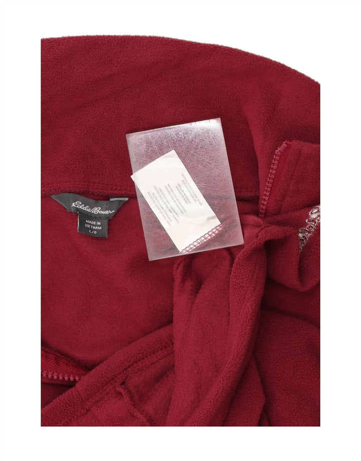 EDDIE BAUER Womens Zip Neck Fleece Jumper UK 16 Large Red Polyester Vintage Eddie Bauer and Second-Hand Eddie Bauer from Messina Hembry 