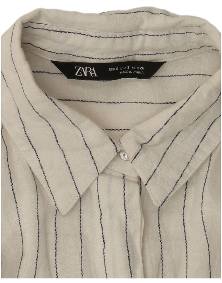 Camicia oversize lunga da donna Zara UK 10 piccolo gessato bianco