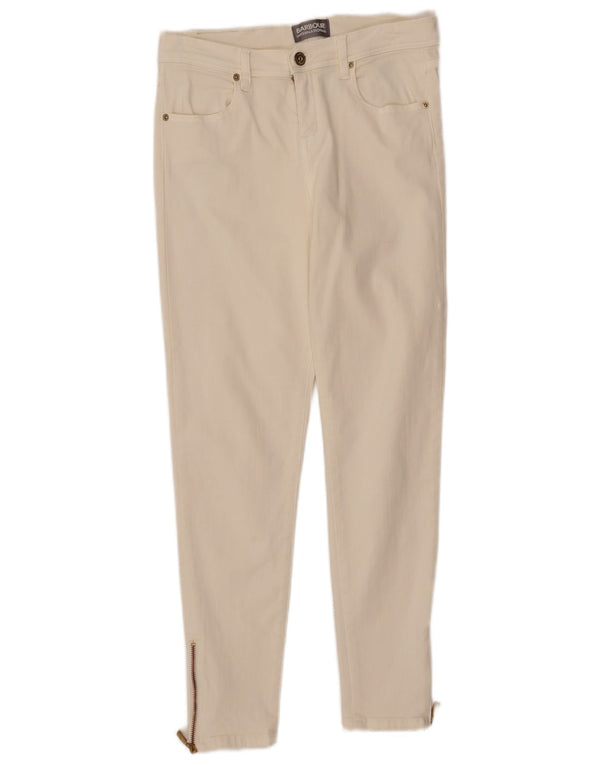 Jeans skinny da donna Barbour UK 12 medio W30 L27 cotone bianco sporco