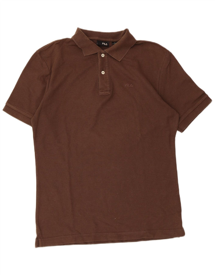 Polo da uomo Fila in cotone marrone medio