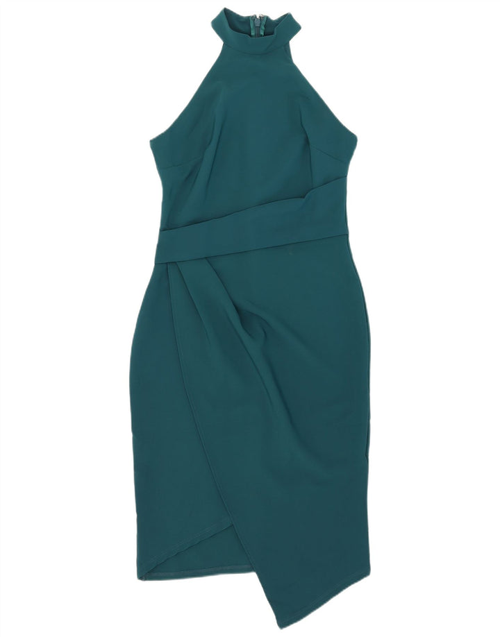 Abito da donna asimmetrico con scollo all'americana Lipsy UK 12 Poliestere verde medio