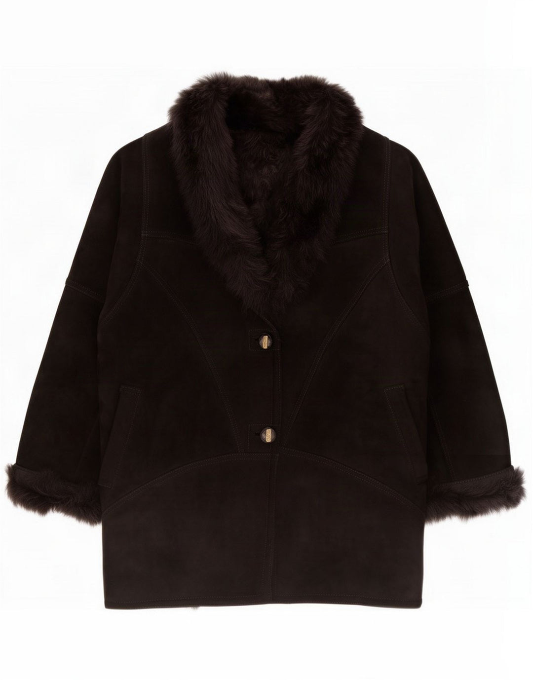 Giacca in shearling da donna vintage IT 48 XL Nero