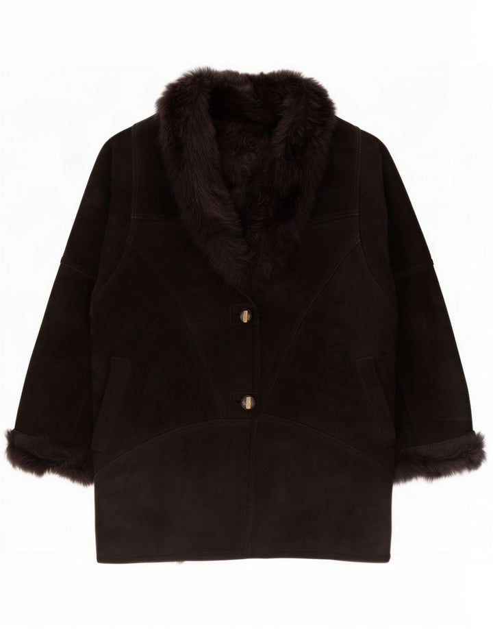 Giacca in shearling da donna vintage IT 48 XL Nero