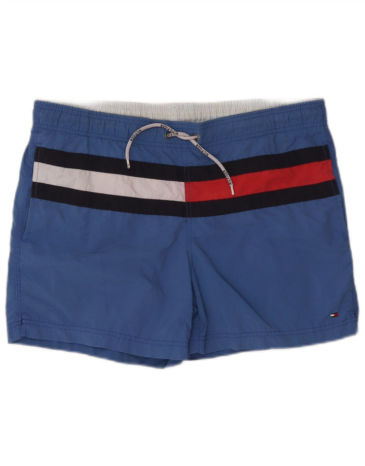 Pantaloncini da bagno da uomo Tommy Hilfiger piccoli in nylon color block blu