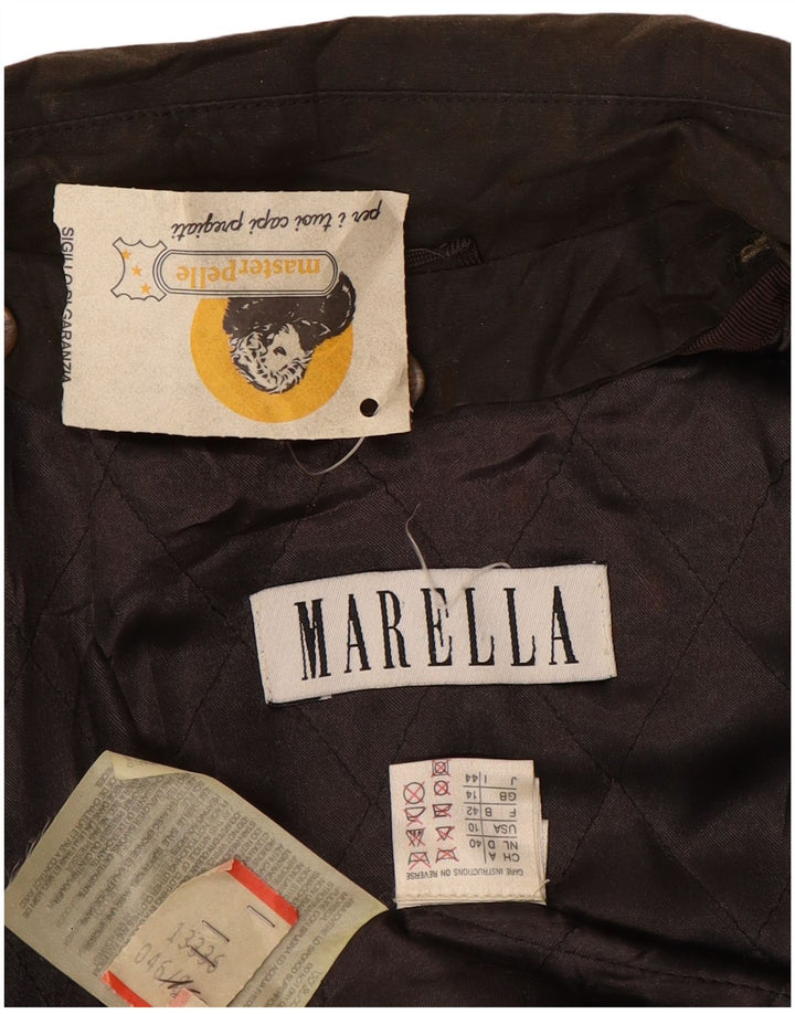 MARELLA Womens Waxed Cotton Jacket UK 14 Large Khaki Cotton