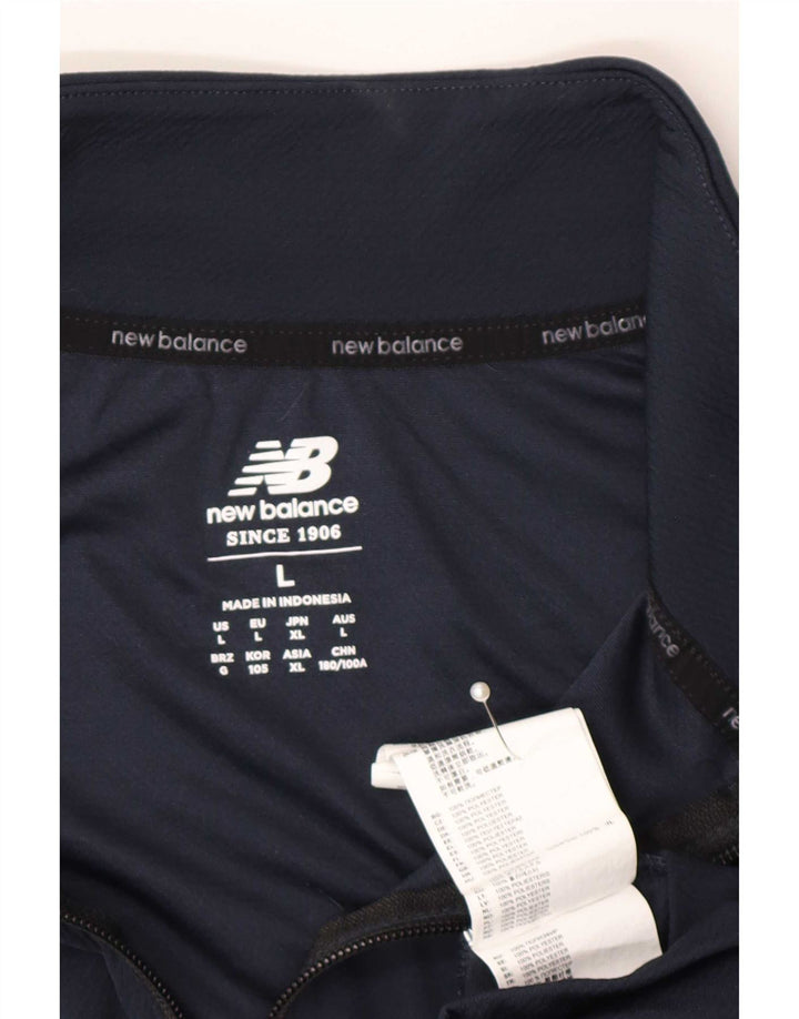 Giacca da tuta da uomo New Balance, giacca sportiva in poliestere blu navy grande