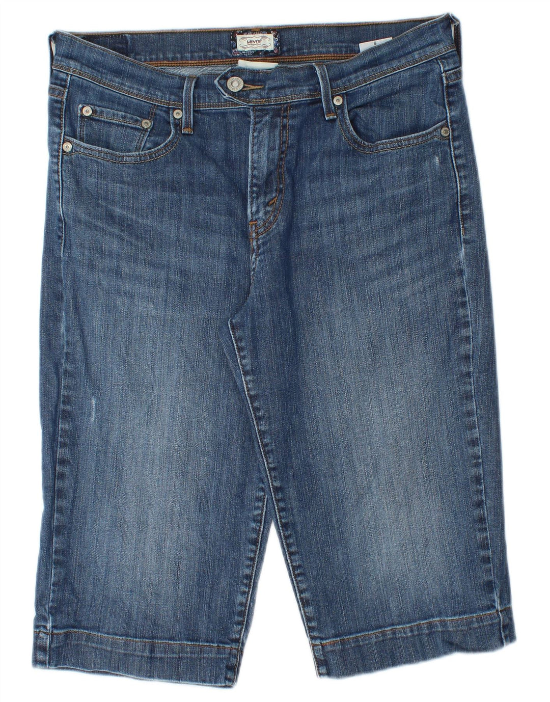 LEVI'S Bermuda da donna in denim invecchiato Pantaloncini US 8 medi W28 cotone blu