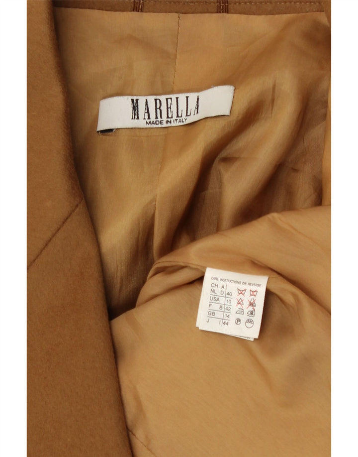 Giacca blazer da donna a 2 bottoni Marella UK 14 grande lana marrone