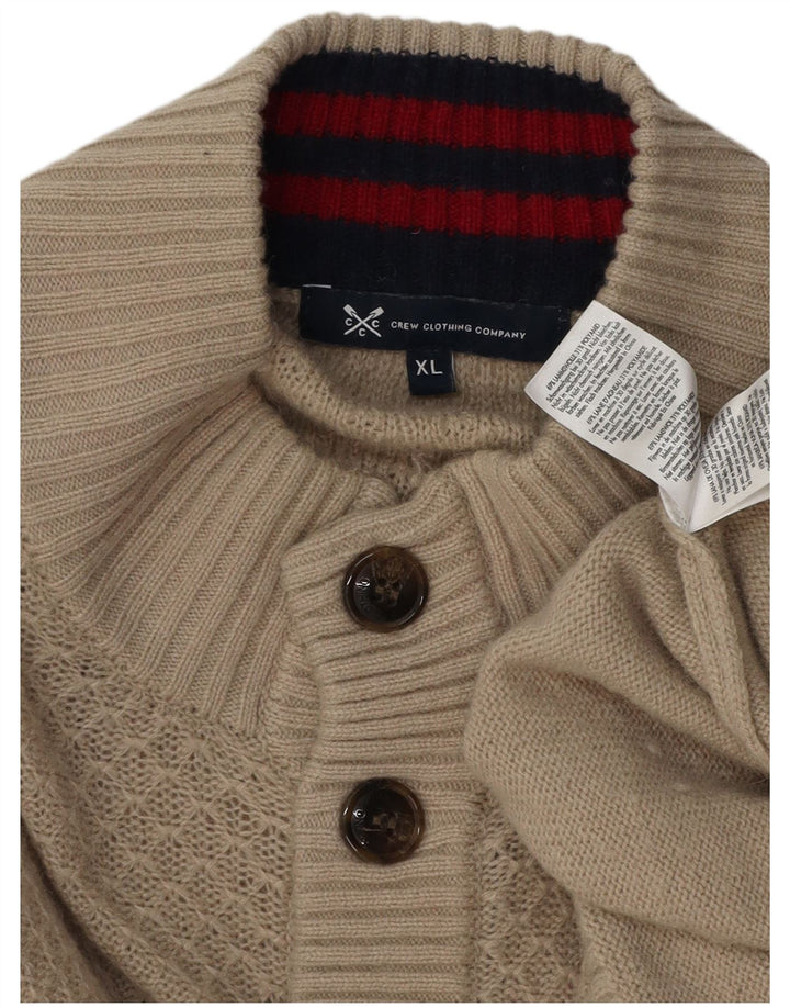 Crew Clothing Maglione da uomo con bottoni e collo XL in lana d'agnello grigia