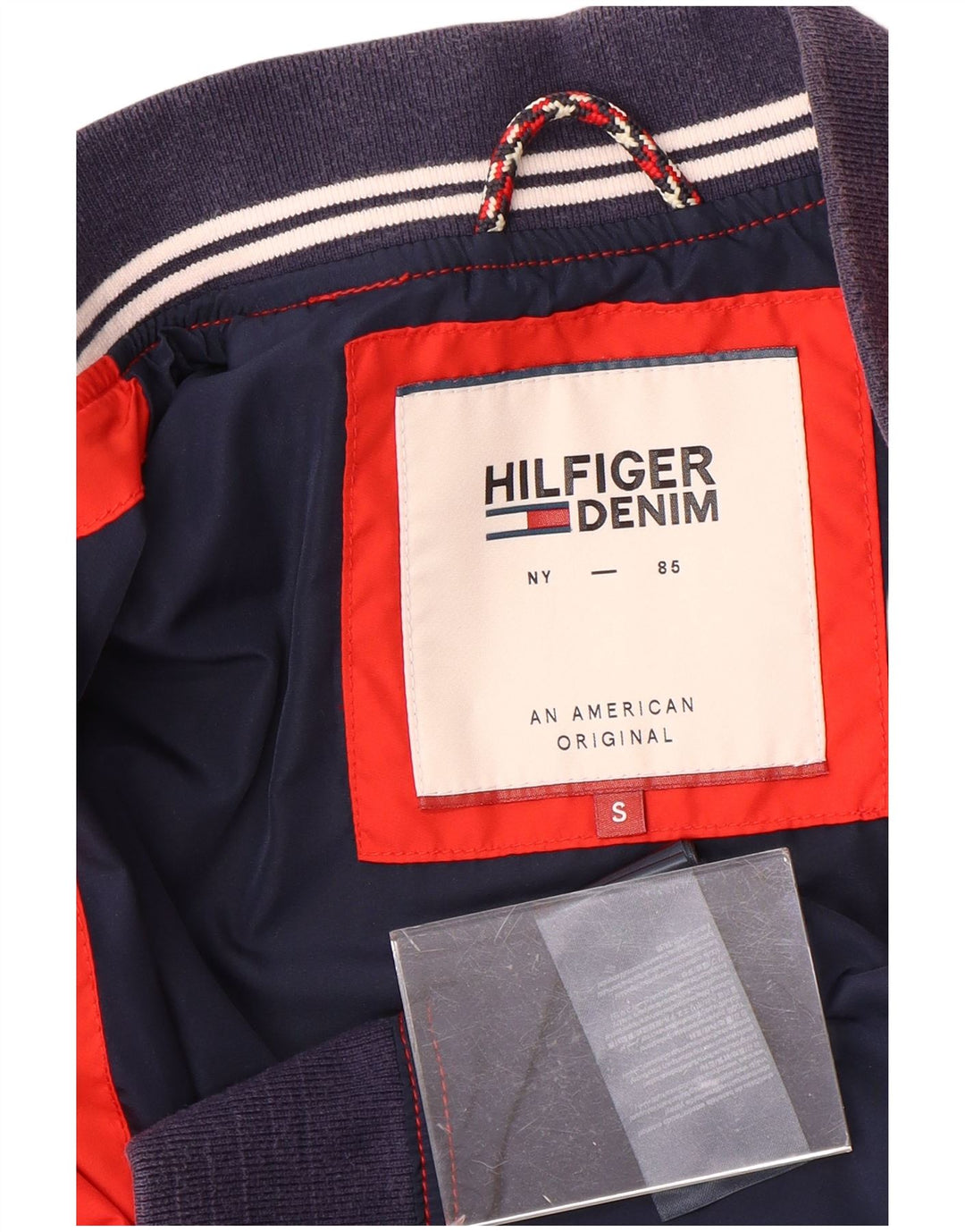 TOMMY HILFIGER Giubbotto bomber da uomo UK 36 piccolo cotone rosso