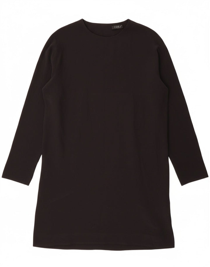COS Womens Long Sleeve Shift Dress EU 36 Small Black Silk