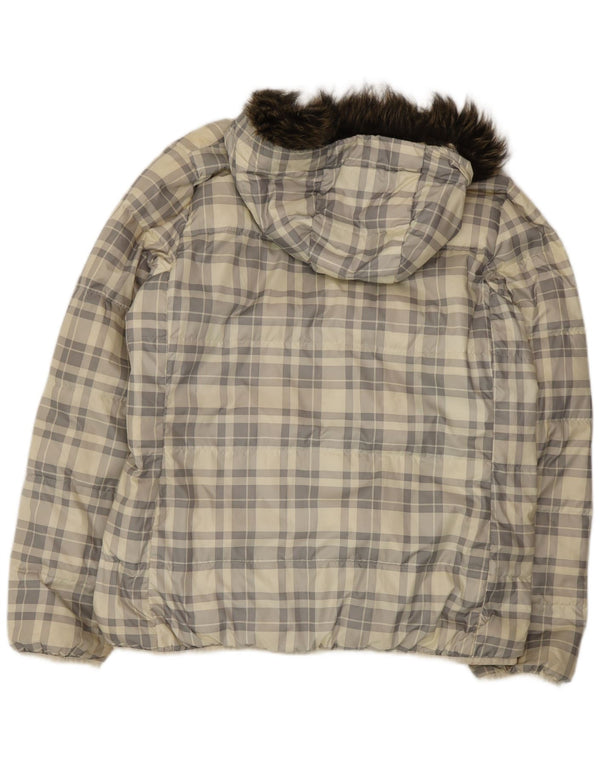 Giacca imbottita reversibile con cappuccio Nike da uomo UK 44 2XL poliestere a quadri bianco