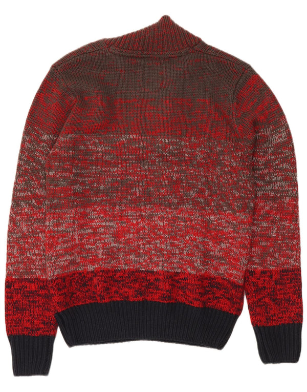 Maglione da donna VINTAGE con collo a bottoni UK 18 XL Blocco colore rosso