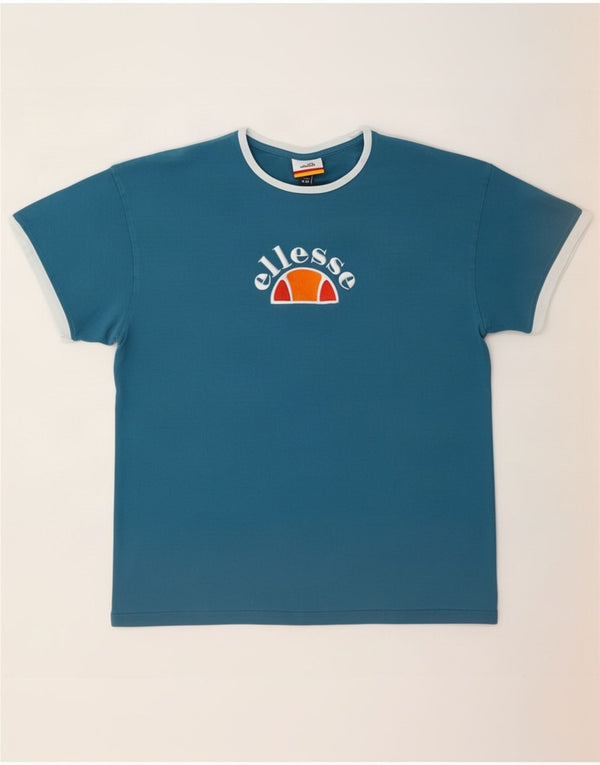 Ellesse Womens Graphic T-Shirt Top UK 12 Medium Blue Cotton