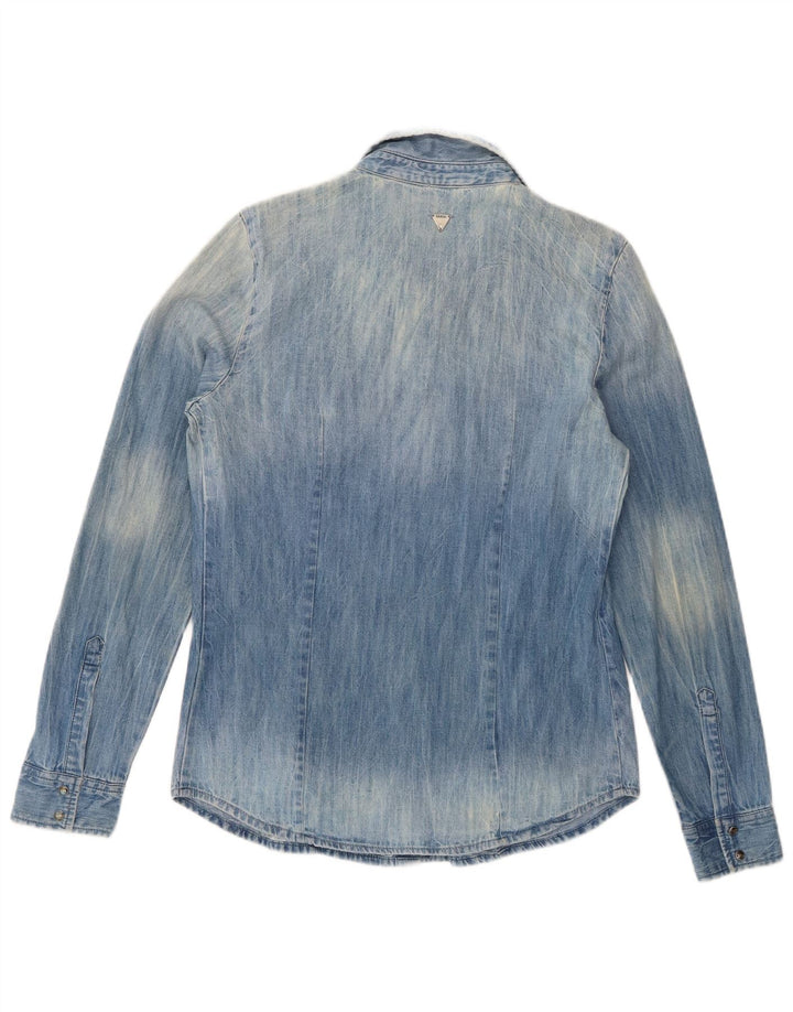 Camicia di jeans oversize da donna Guess UK 6 XS Blu Cotone
