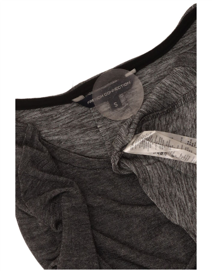 FRENCH CONNECTION Top da donna manica 3/4 UK 10 piccolo poliestere grigio
