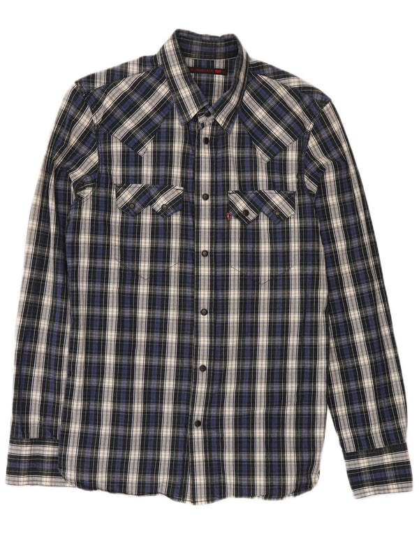 Camicia da uomo Levi's in cotone a quadri blu navy medio