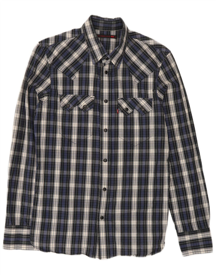 Camicia da uomo Levi's in cotone a quadri blu navy medio