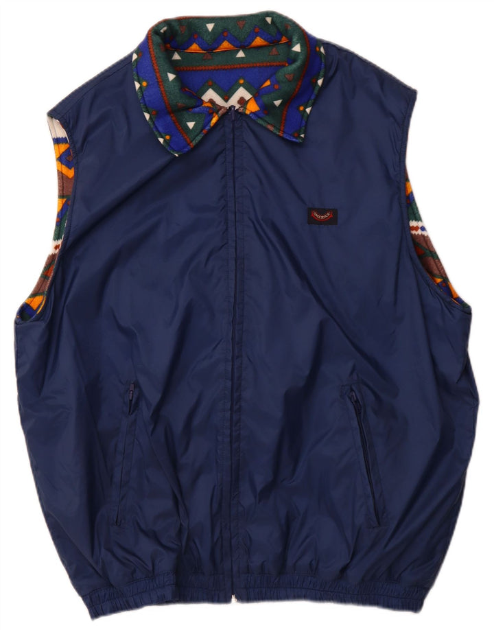Gilet reversibile da uomo AMERICA UK 40 Large Blu navy geometrico in poliammide