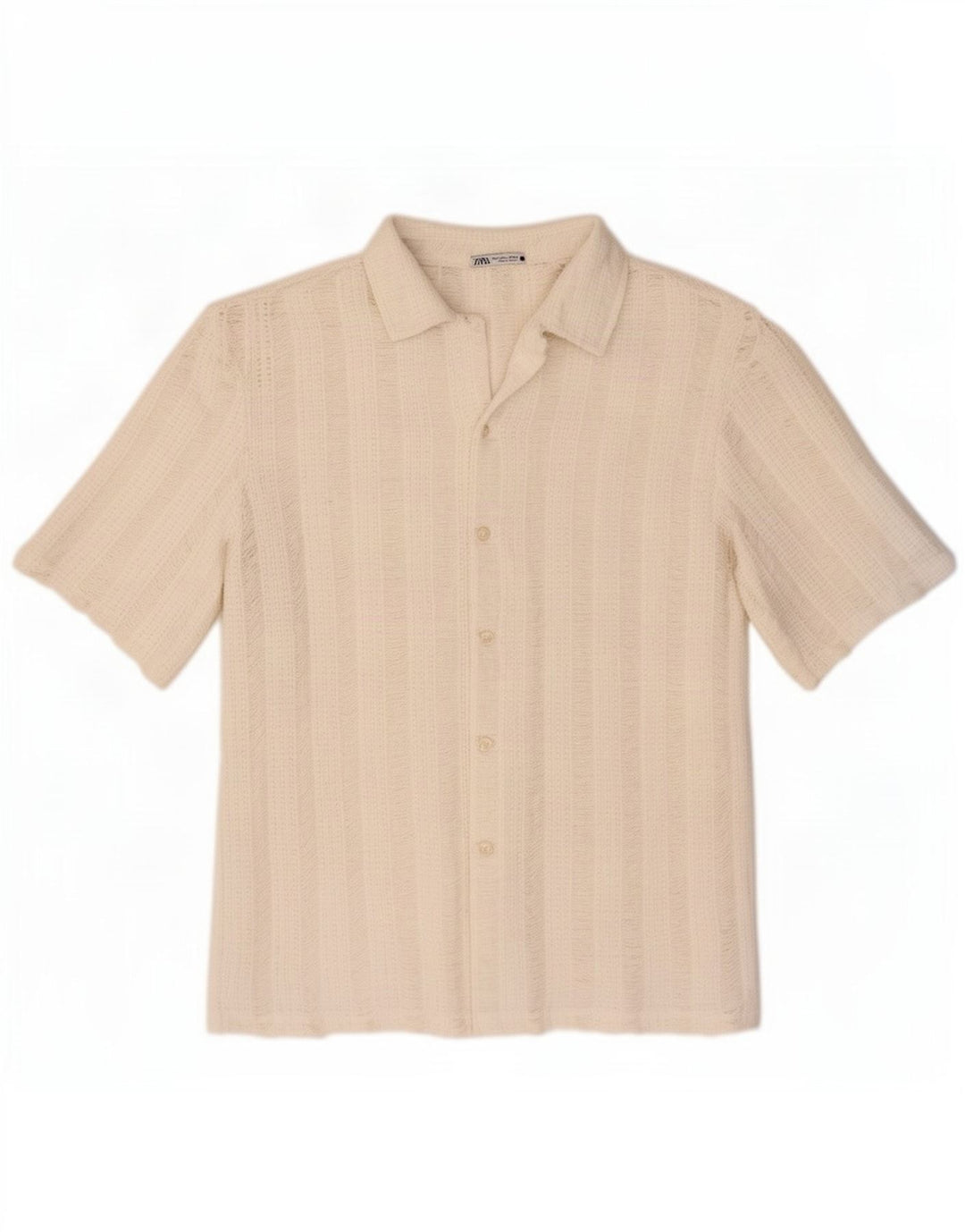 Maglia Zara da uomo a maniche corte in maglia di poliestere a righe bianche grandi